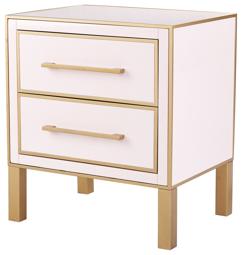 Emily Pink Lacquer Side Table Contemporary Nightstands And Bedside Tables By Tov Furniture