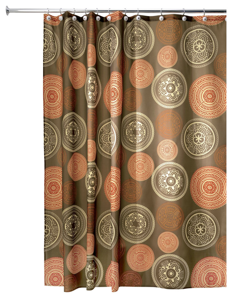 iDesign Bazaar Fabric Shower Curtain, 72"x72", Spice Contemporary