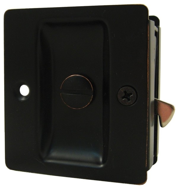 Premium Square Pocket Door Lock Bed/Bath Latch Vintage Bronze
