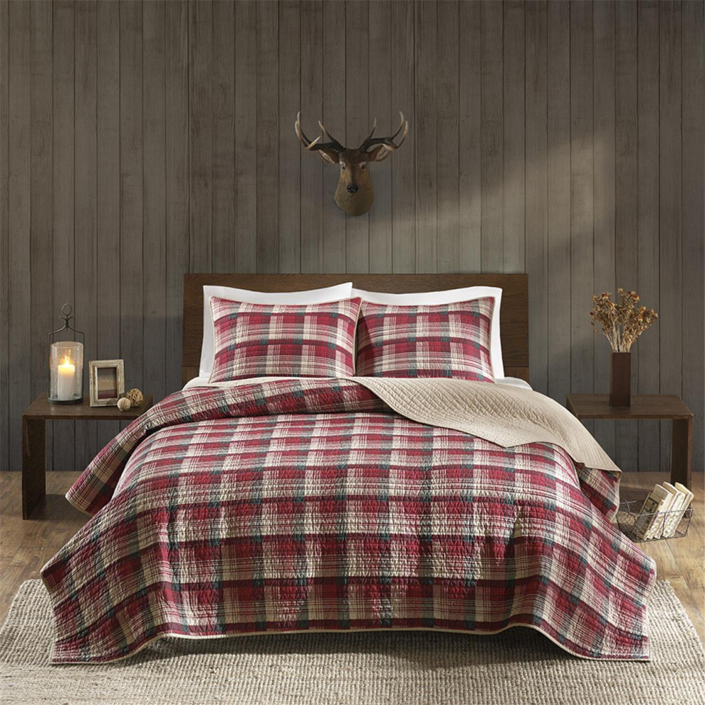 Woolrich Tasha Quilt Mini Set, Red, Full/Queen Rustic Quilts And