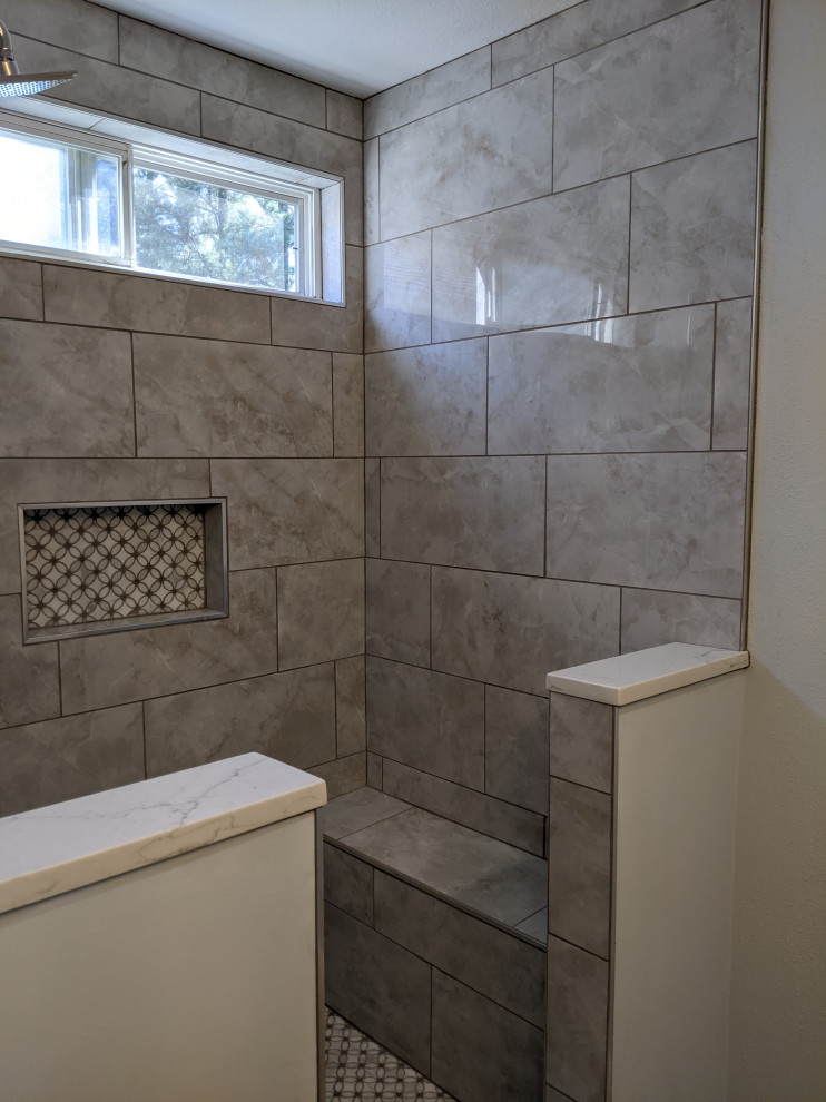 Osborne Master Bathroom / After photo before frameless glass installation