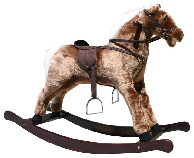 Large Brown Rocking Horse With Sound Effects Traditional Kids Toys