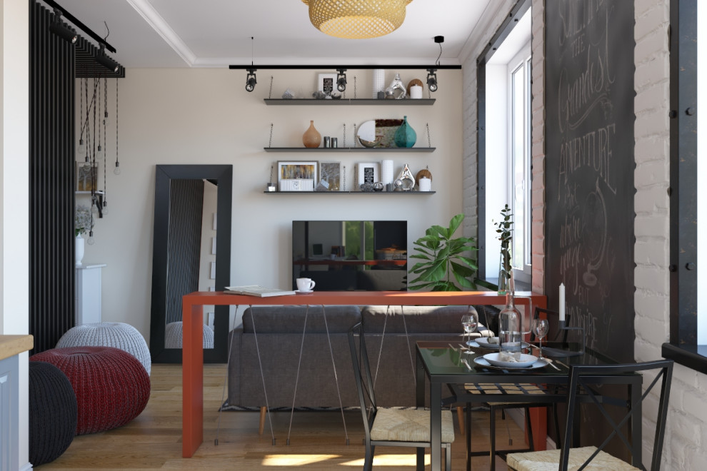 Современная студия с элементами лофта