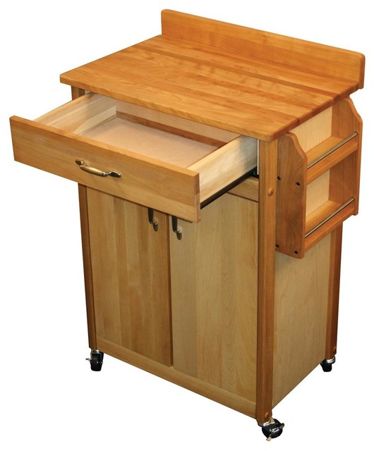 Butcher Block Cart with Backsplash Contemporary Kitchen Islands And