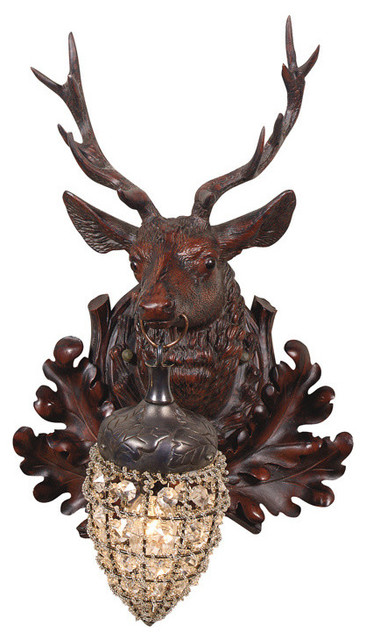 Stag Wall Sconce, Burlwood, Right Face