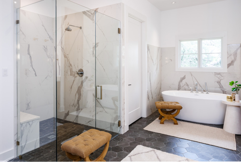 Example of a transitional bathroom design in Austin