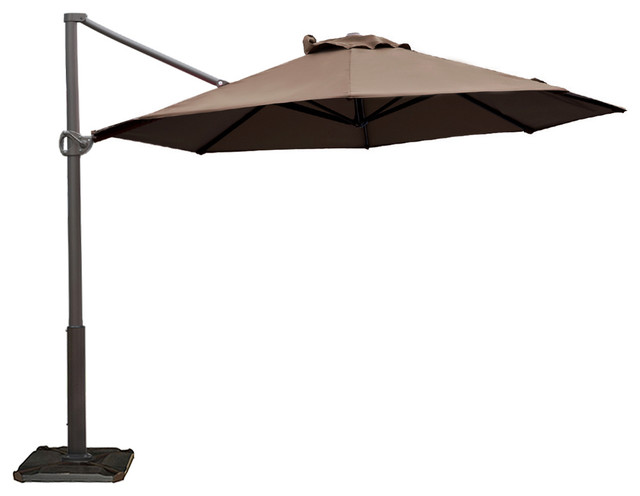 Offset Cantilever 11 Outdoor Patio Hanging Umbrella With Cross Base Contemporary Outdoor Umbrellas By Appearances International