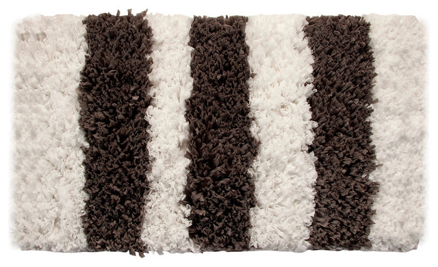 Bath Rug Polyester/Viscose/Cotton Hand Loom Woven, 36"x24", White and Gray
