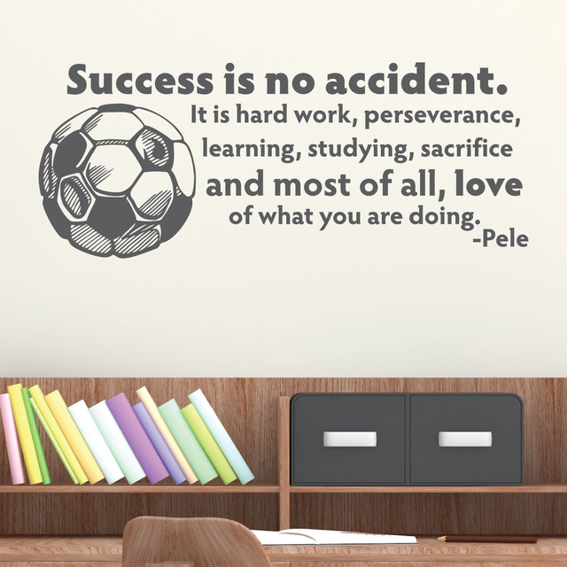 success is no accident soccer ball sports pele wall quotes decal