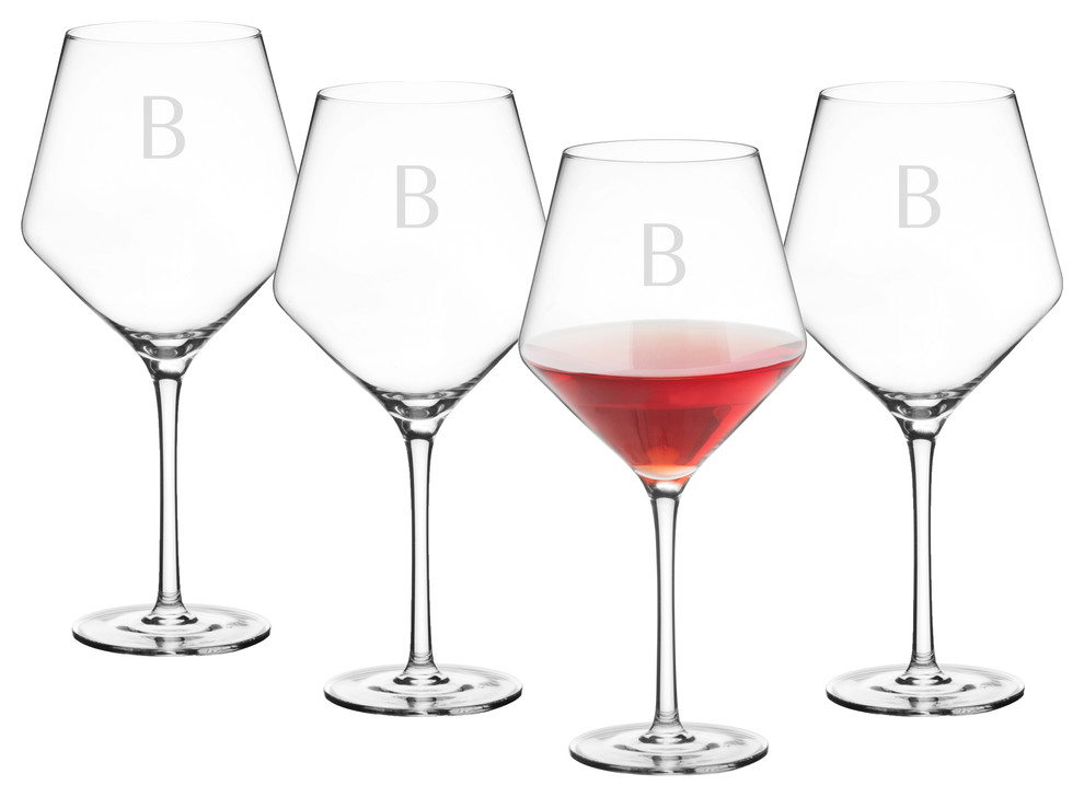 Monogrammed 23 oz. Red Wine Estate Glasses, Set of 4 Contemporary