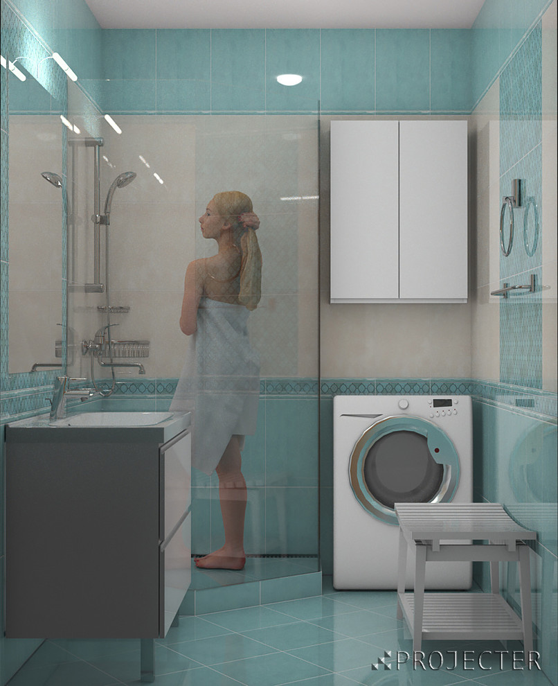 Дизайн-проект ванной комнаты в квартире, плитка Керама Марацци Фоскари, Москва