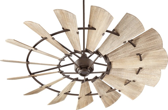 Windmill Transitional Ceiling Fan Galvanized Farmhouse Quorum Windmill 72 Fan Oiled Bronze