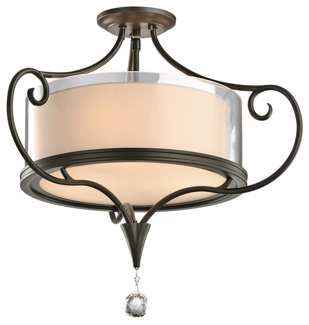 Lara Semi Flush Mounts Traditional Mount Ceiling Lighting Lara 3 Light Semi Flush Mounts Shadow Bronze