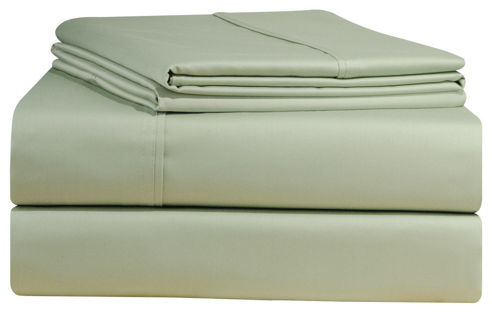 Pointehaven 500TC Deep Fitted Sheet Set, Sage, Queen