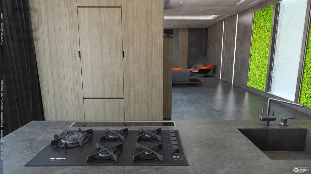 Современная кухня в загородном доме