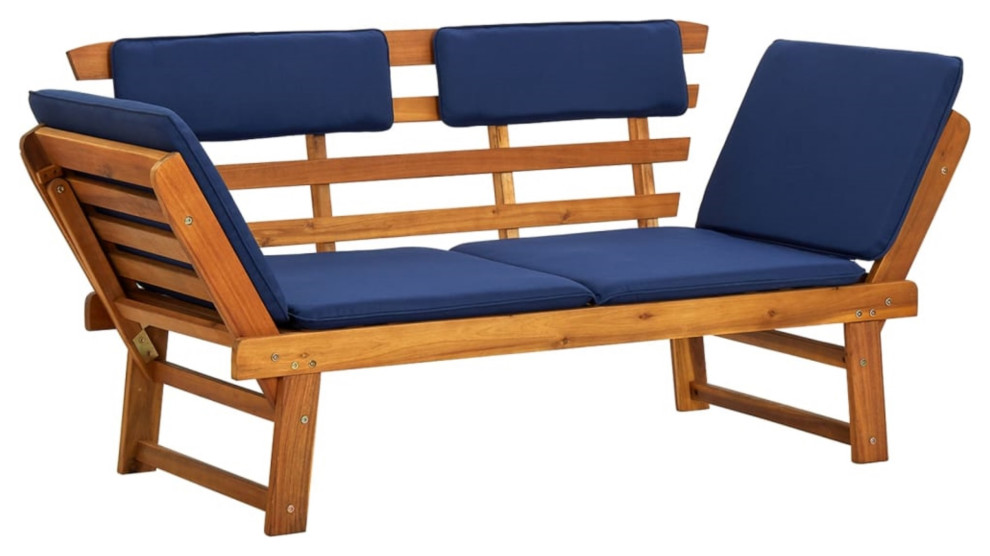Vidaxl Garden Bench With Cushions 2-In-1 75" Solid Acacia Wood