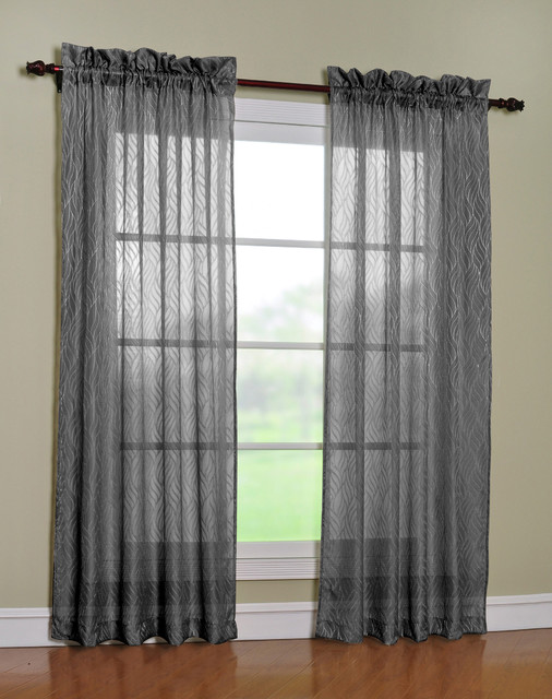 Cleopatra Charcoal 84-inch Curtain Panel Pair