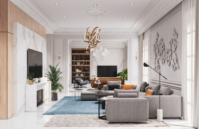 Classical Mansion transitional-living-room