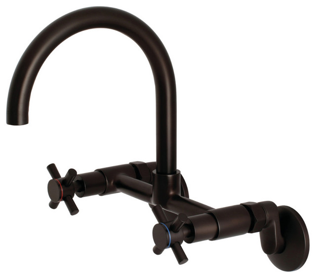KS414ORB 8" Adjustable Center Wall Mount Kitchen Faucet, Oil Rubbed Bronze