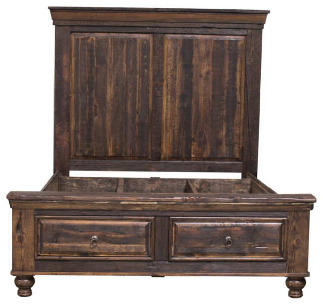 Donovan Reclaimed Panel Bed, King Size Farmhouse Panel Beds by