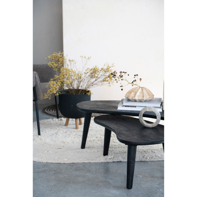 Modern Oblong Wood Nesting Tables, Black, Set of 2 Sizes - Midcentury ...