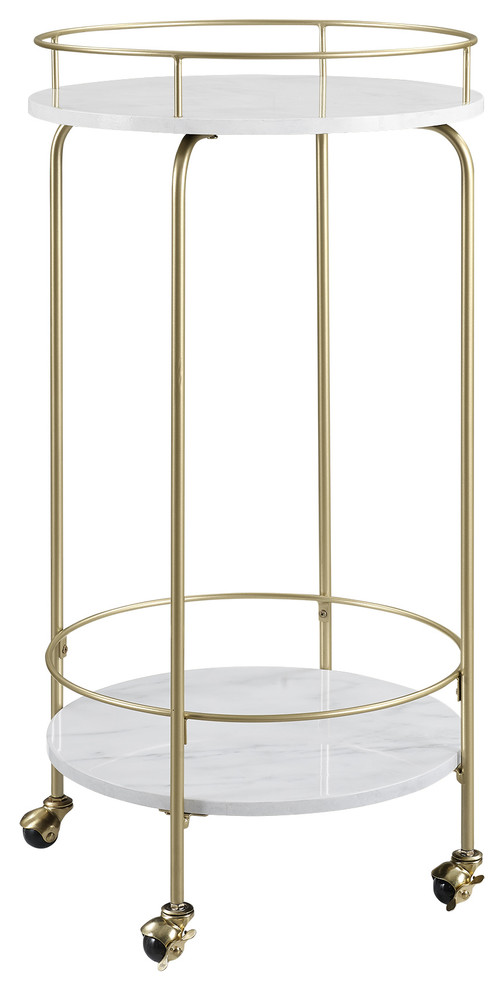 35" Faux Marble Modern Bar Cart Contemporary Bar Carts by Walker