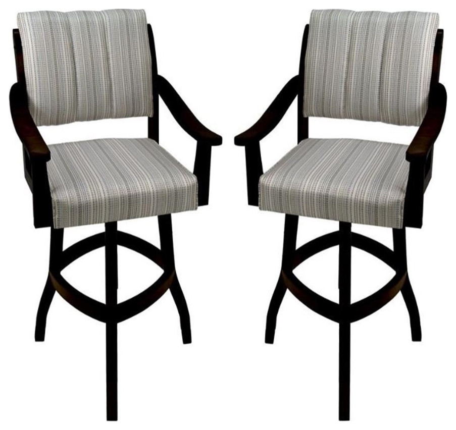 Home Square 34" Swivel Wood Tall Bar Stool in Natural & Black Set of