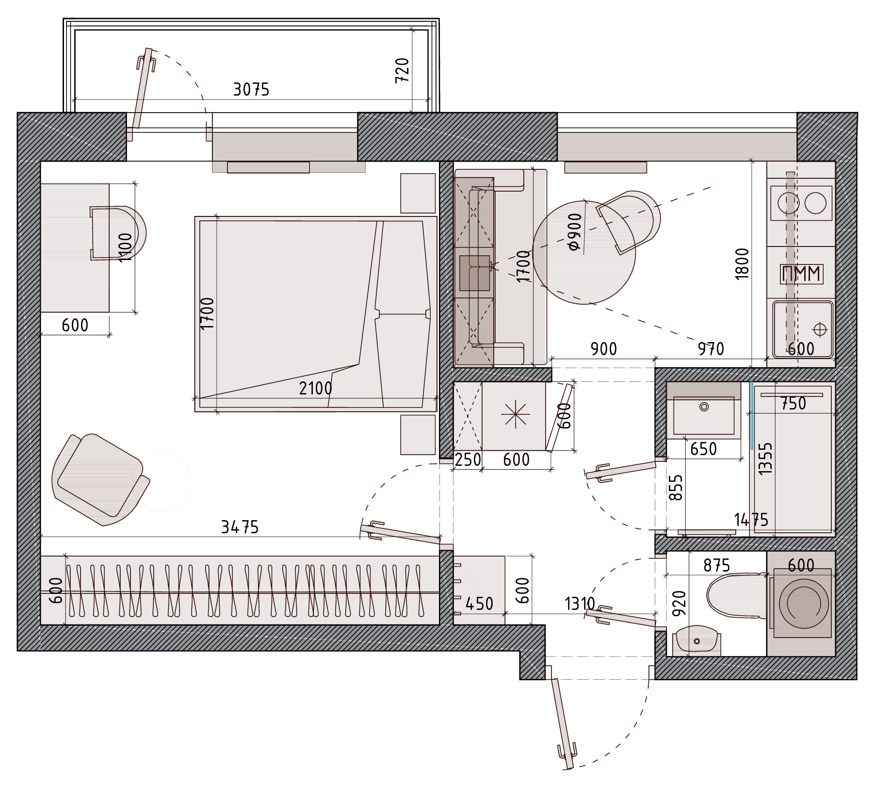 До и после: Квартира для молодой пары — площадью всего 28 кв. м | Houzz  Россия