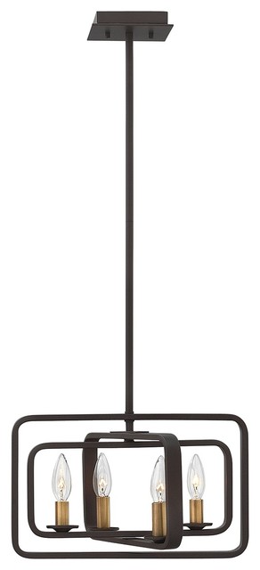 Stem-Hung Buckeye Bronze 4-Light Pendant Chandelier