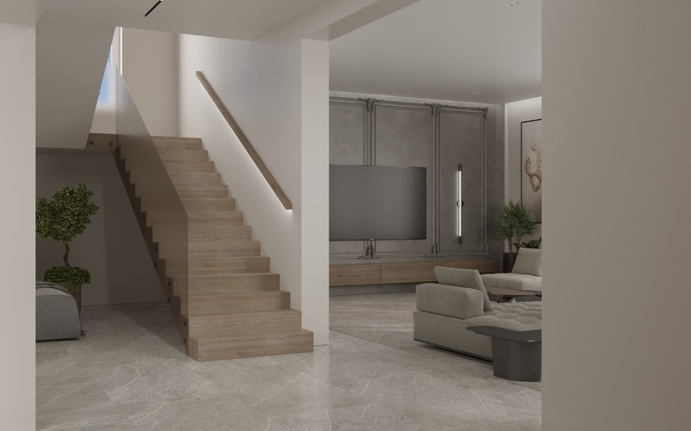 Проект гостиной в трехэтажном доме на улице Красная в городе Калининград