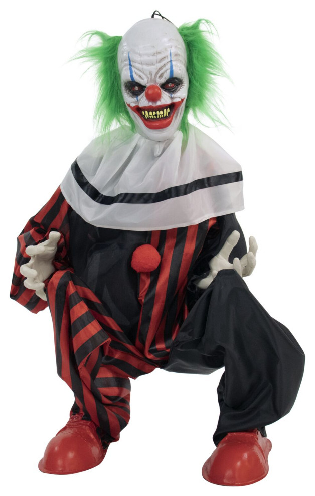 Life-Size Animatronic Clown, Indoor/Outdoor Halloween Decoration ...