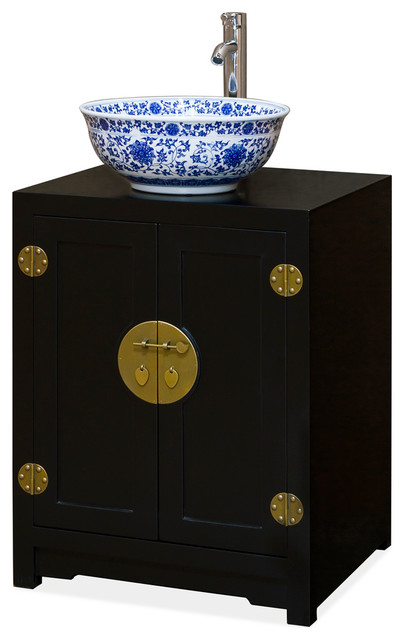 Elmwood Chinese Ming Vanity Cabinet, Asian Bathroom Vanity