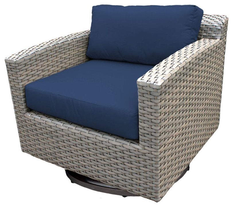 TK Classics Florence Patio Wicker Swivel Chair in Turqouise Tropical