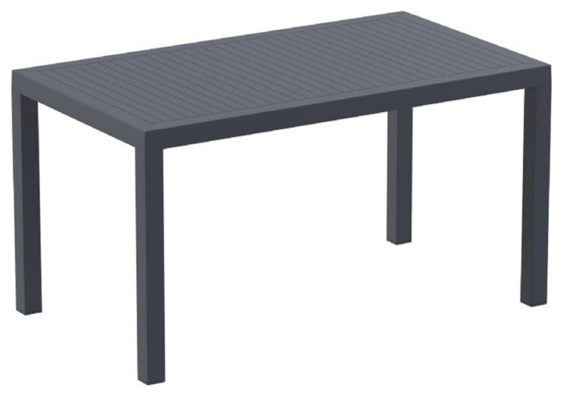 Atlin Designs 55" Resin Patio Dining Table in Dark Gray Contemporary