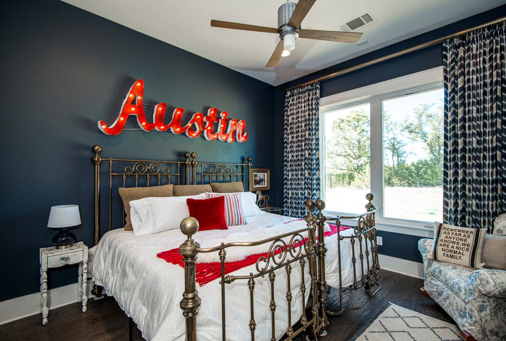 Transitional bedroom in Austin.