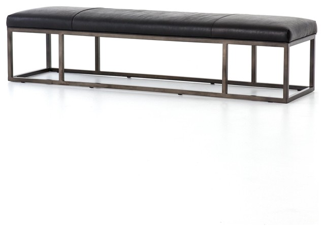 Wilson Leather Bench Rider Black, Black Leather Bench