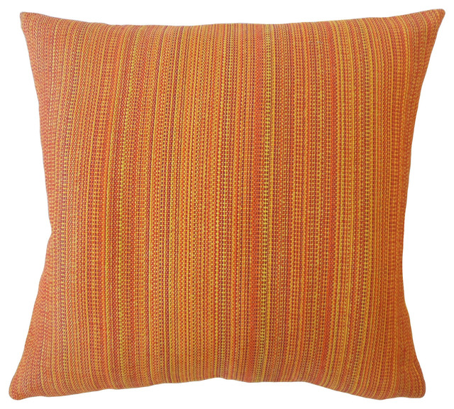 Yeriel Striped Down Filled Throw Pillow, Granite, 22"x22"