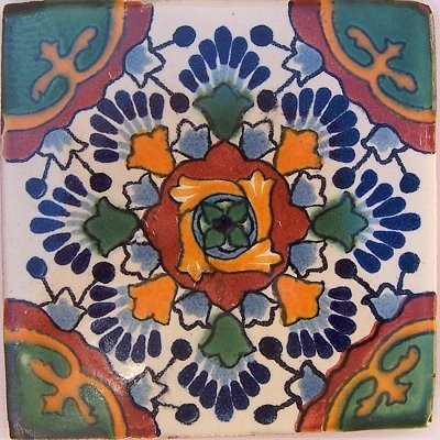 Fine Crafts Imports 6x6 4 pcs Montijo Talavera Mexican Tile