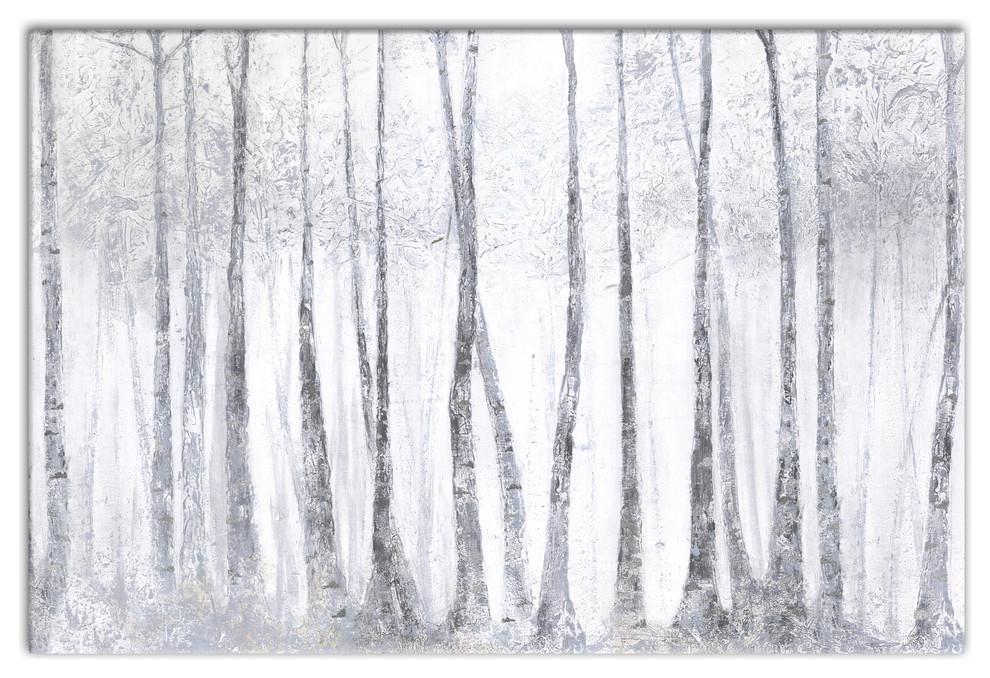 "Silver Birch Trees" Canvas Wall Art, 36"x24", 36x24 Traditional