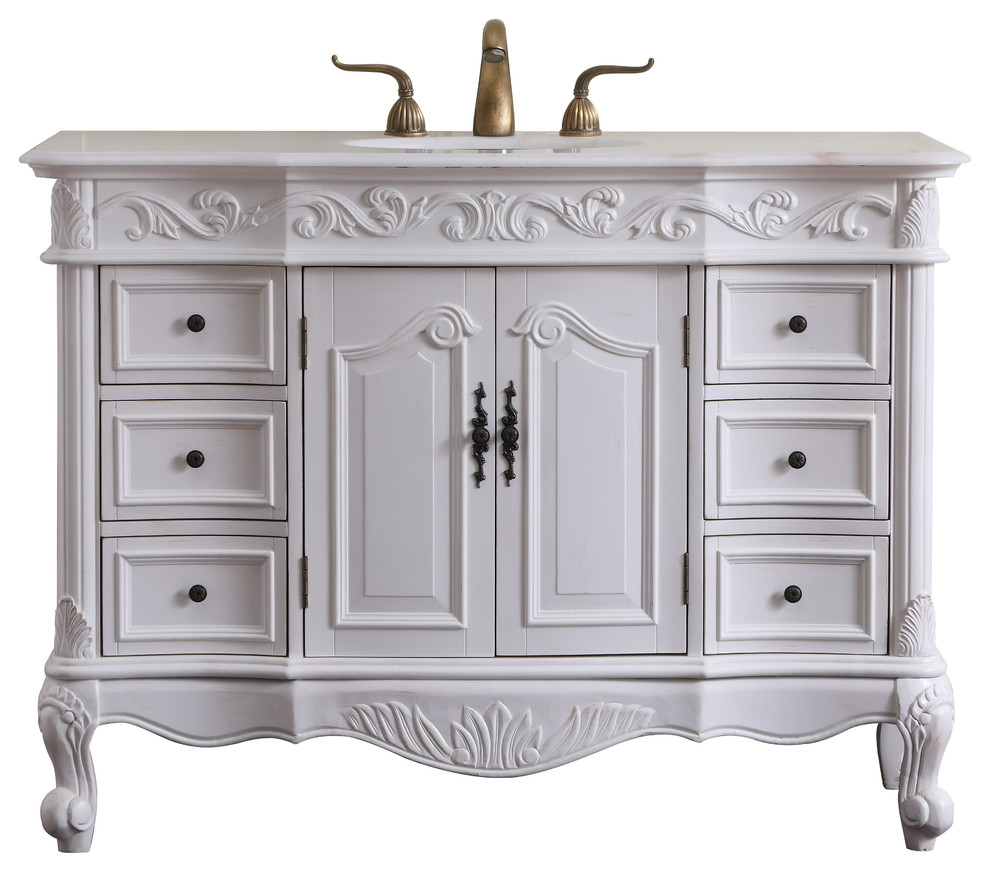 48 In. Single Bathroom Vanity Set In Antique White Victorian