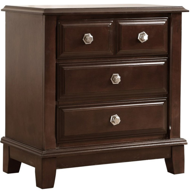 Glory Furniture Ashford 3 Drawer Nightstand in Cappuccino