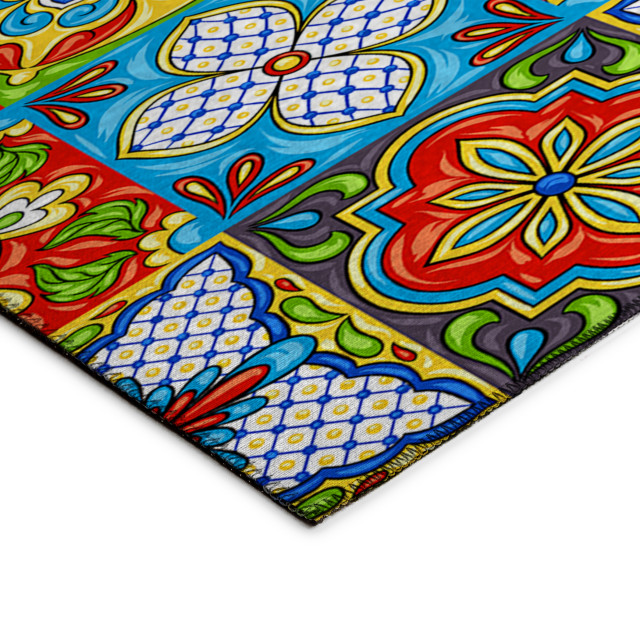 Indoor/Outdoor Kendall KE20 Multi Machine Washable 10' x 14' Rug, 3' x ...