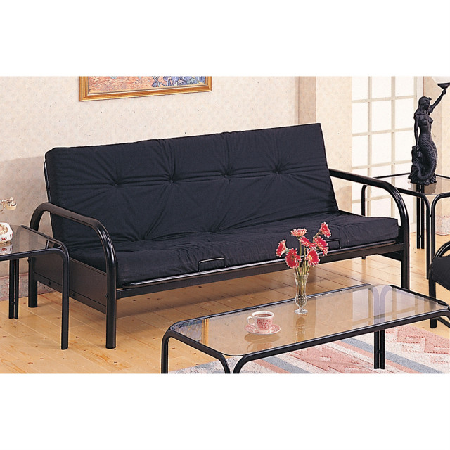 Metallic Adjustable Futon Frame without Mattress, Black Transitional