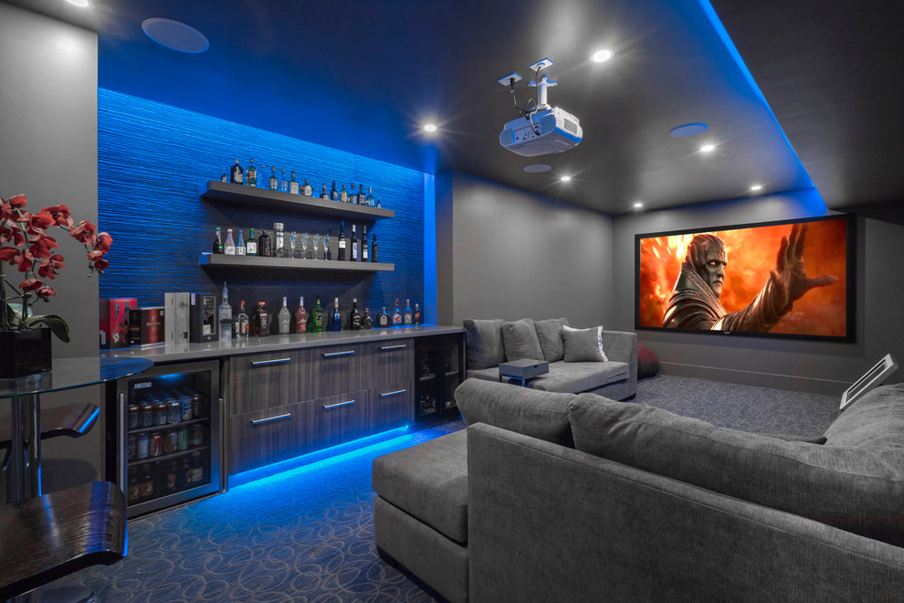 This is an example of a contemporary home theatre in Vancouver.
