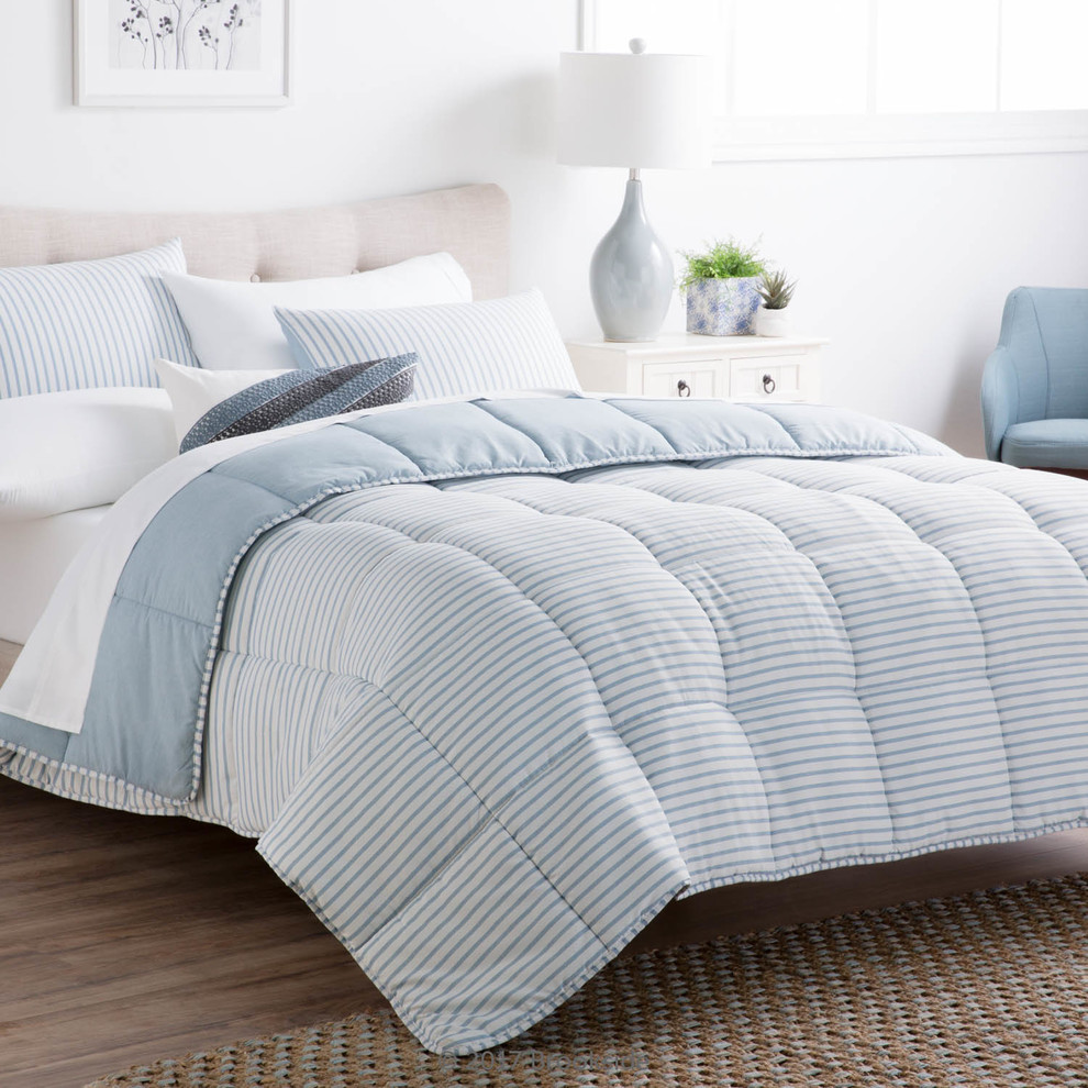 Brookside Striped Reversible Chambray Down Alternative Comforter Set