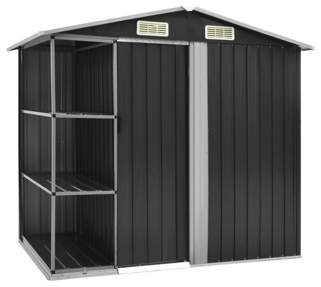 vidaXL Garden Shed with Rack Anthracite 80.7x51.2x72 Iron 7106