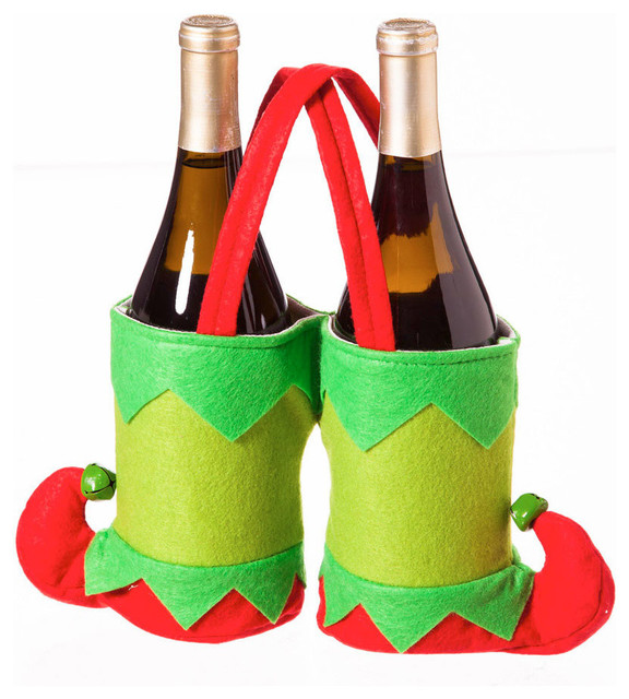 Double Elf Boot Novelty Plush Wine Bag