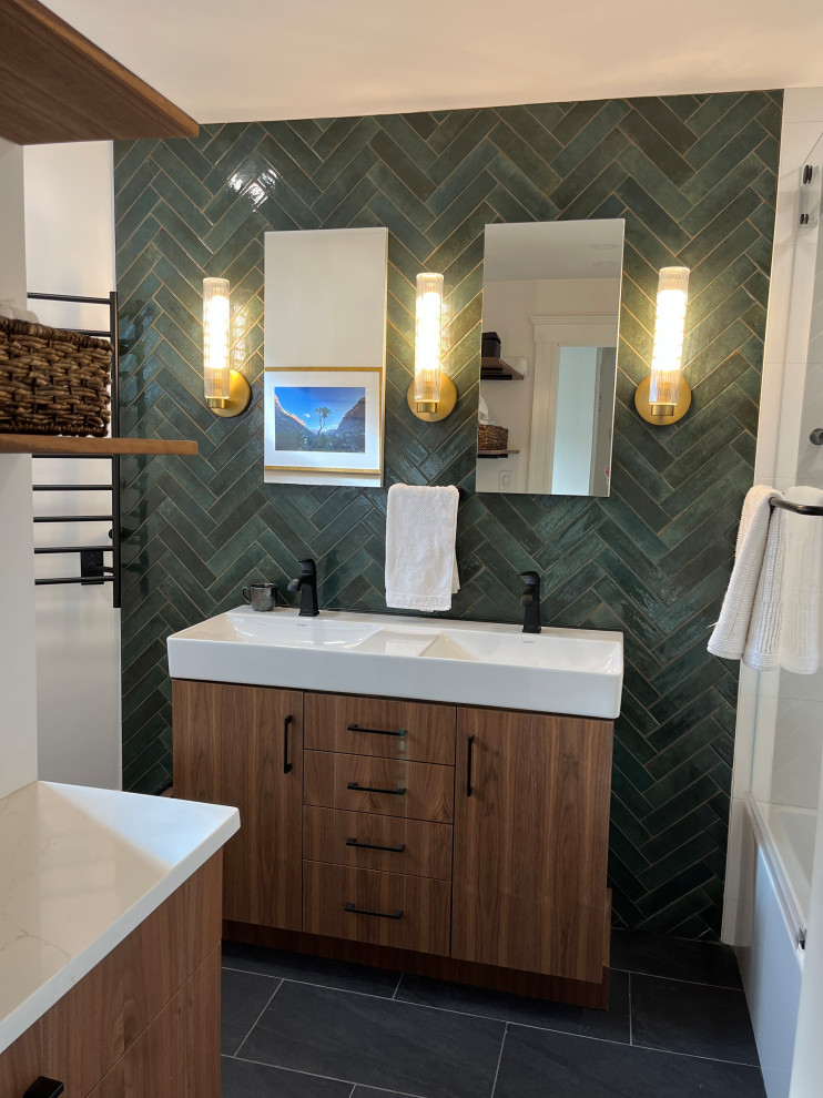 Melrose Modern Bath - Midcentury - Bathroom - Boston - by Karen Walson ...