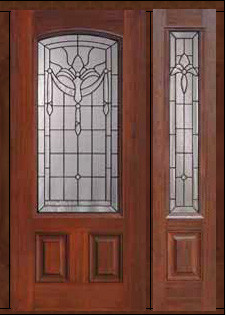 Prehung Side light Door 80 Fiberglass Palacio 2 Panel Arch Lite Glass
