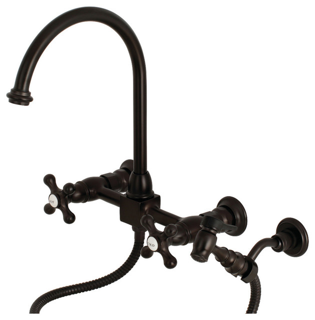Restoration 8 Centerset Wall Mount Kitchen Faucet With Brass Sprayer